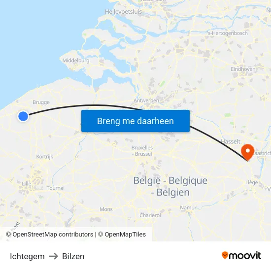 Ichtegem to Bilzen map