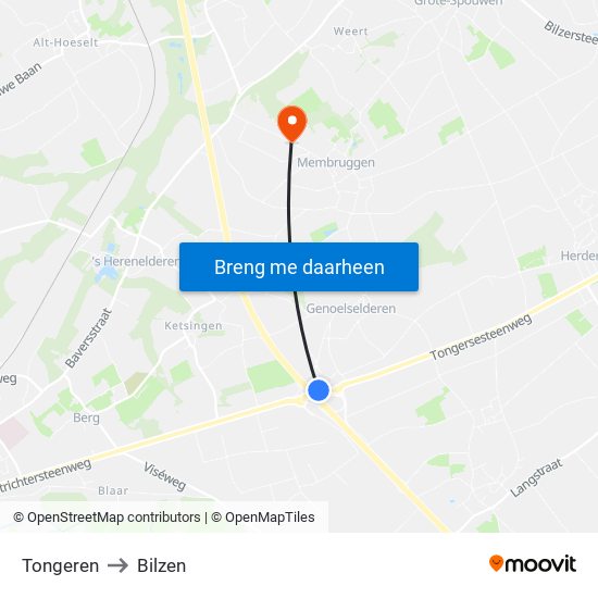 Tongeren to Bilzen map