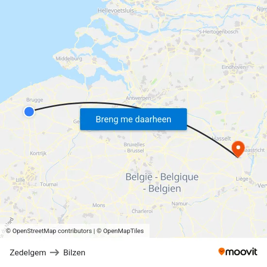 Zedelgem to Bilzen map