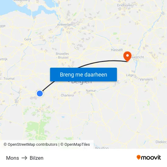 Mons to Bilzen map