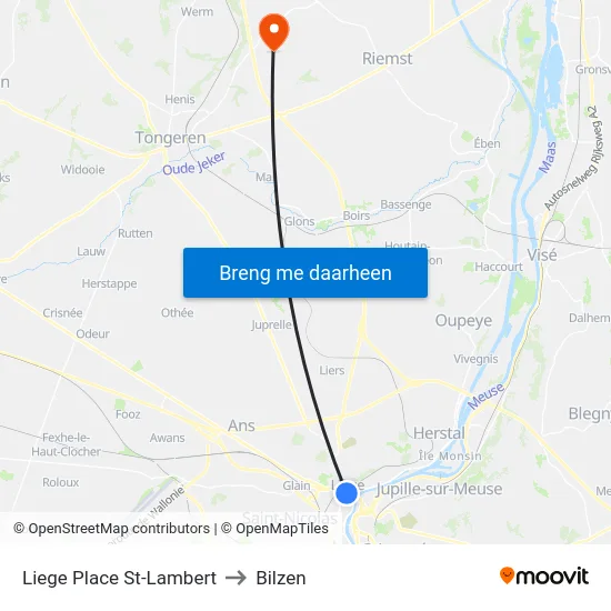 Liege Place St-Lambert to Bilzen map