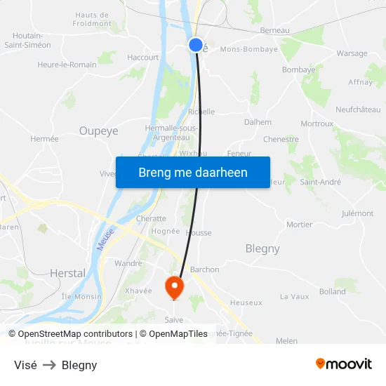 Visé to Blegny map