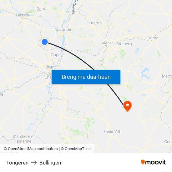 Tongeren to Büllingen map