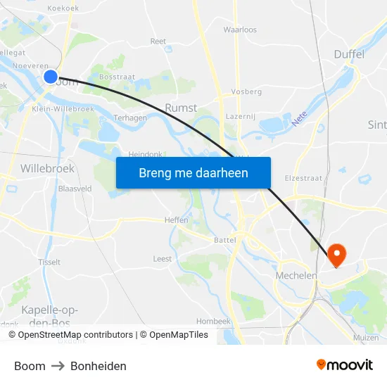 Boom to Bonheiden map