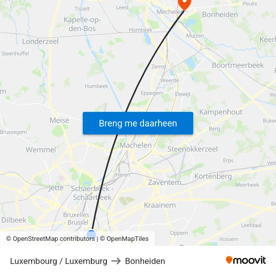 Luxembourg / Luxemburg to Bonheiden map