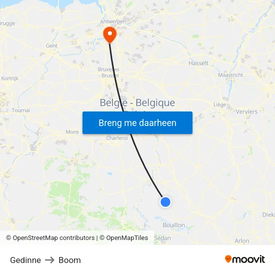 Gedinne to Boom map