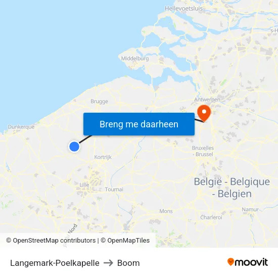 Langemark-Poelkapelle to Boom map