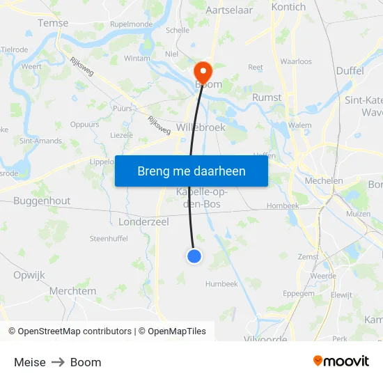 Meise to Boom map