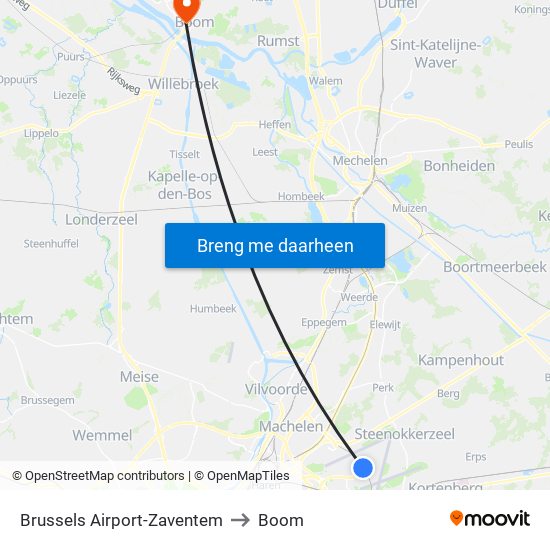 Brussels Airport-Zaventem to Boom map