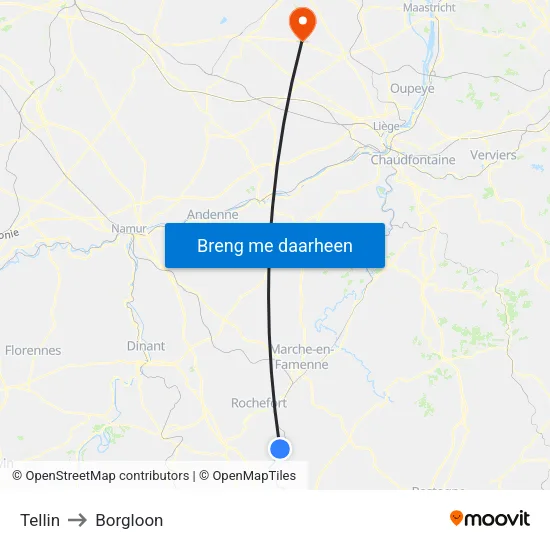 Tellin to Borgloon map