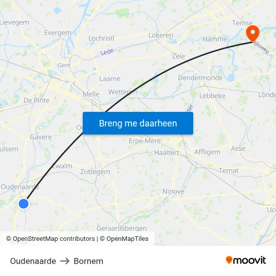 Oudenaarde to Bornem map