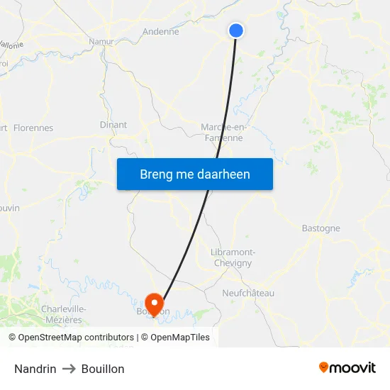 Nandrin to Bouillon map