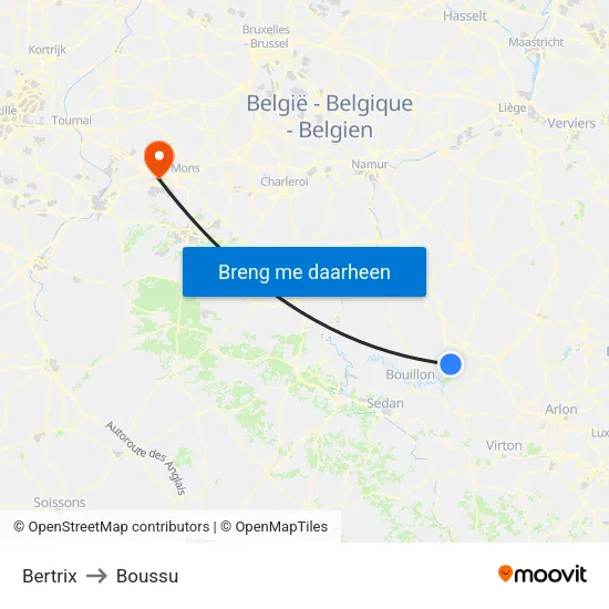 Bertrix to Boussu map