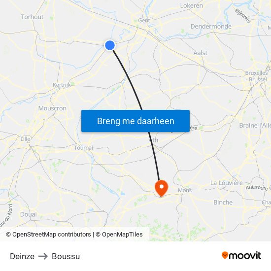 Deinze to Boussu map