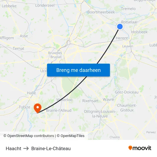 Haacht to Braine-Le-Château map