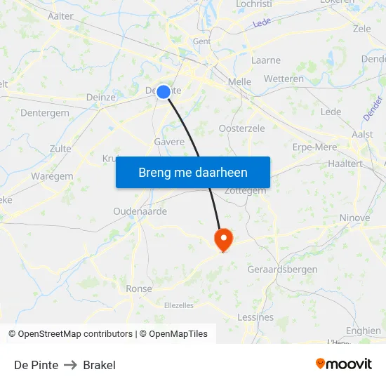 De Pinte to Brakel map