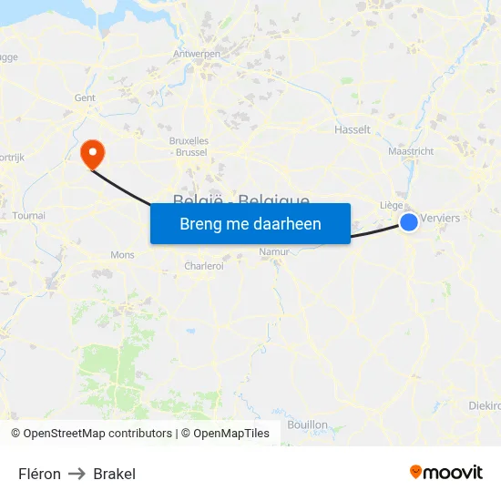 Fléron to Brakel map
