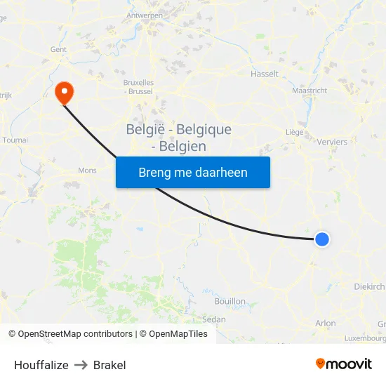 Houffalize to Brakel map