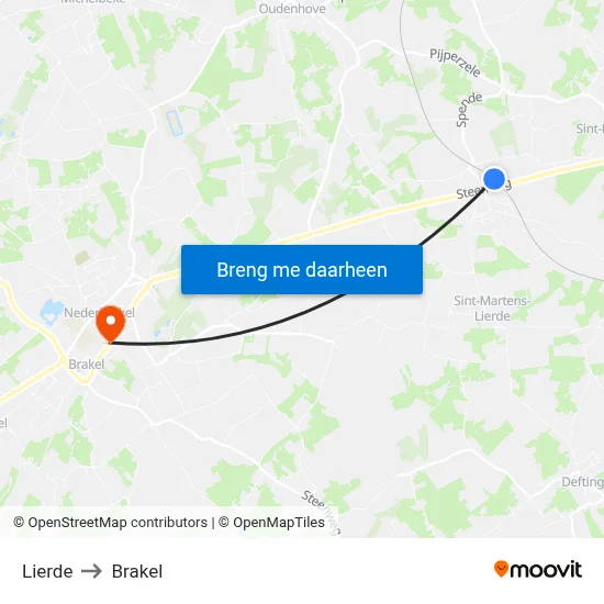 Lierde to Brakel map