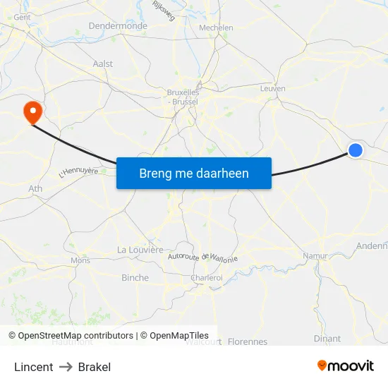 Lincent to Brakel map