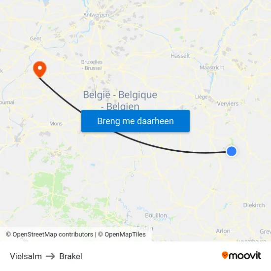 Vielsalm to Brakel map