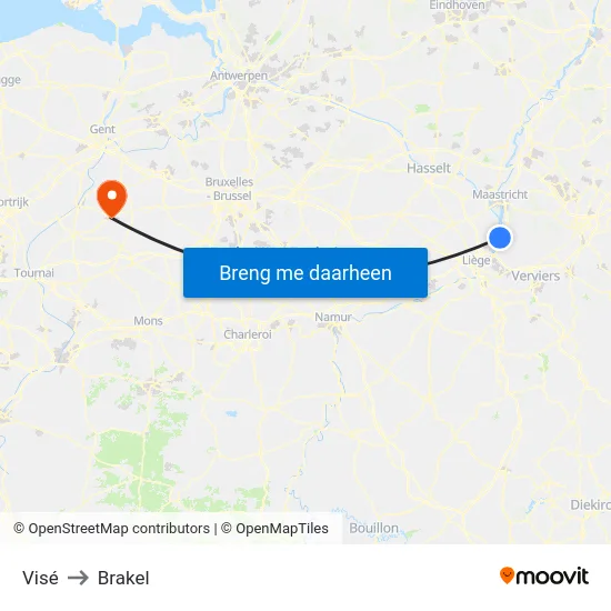 Visé to Brakel map