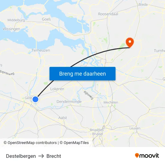 Destelbergen to Brecht map