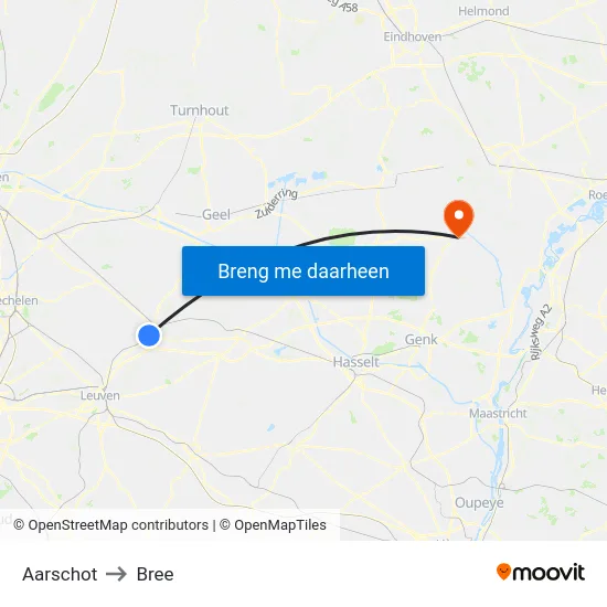 Aarschot to Bree map