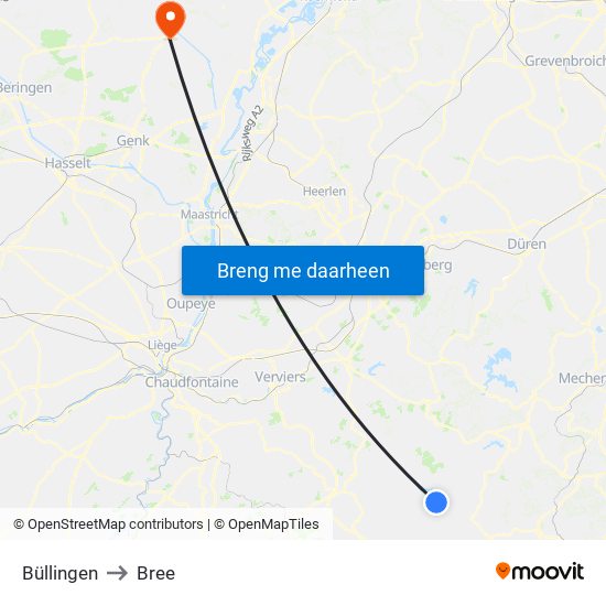 Büllingen to Bree map