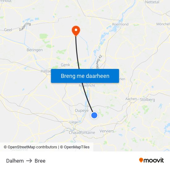 Dalhem to Bree map