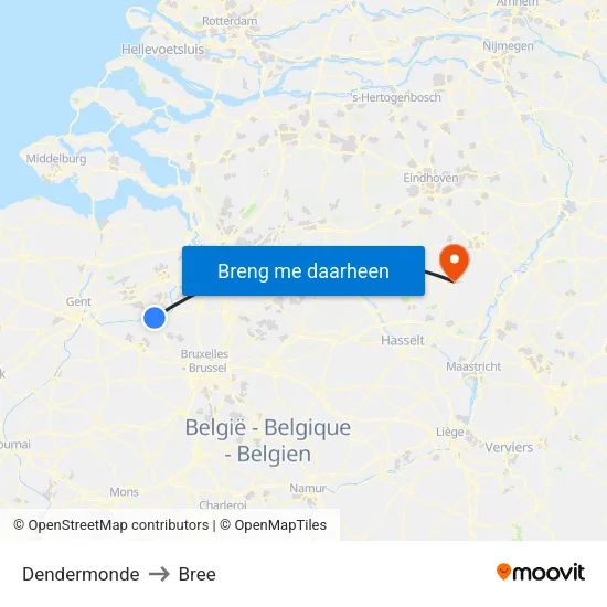 Dendermonde to Bree map