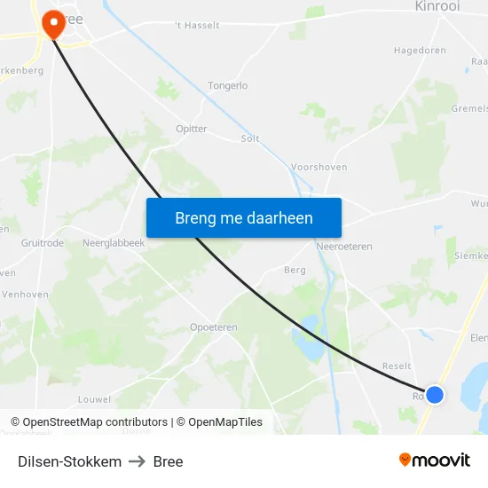 Dilsen-Stokkem to Bree map