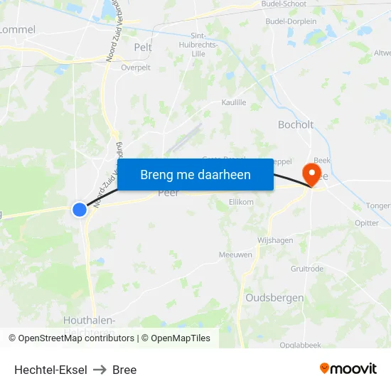 Hechtel-Eksel to Bree map