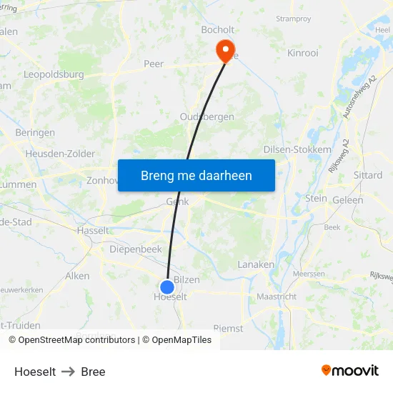 Hoeselt to Bree map