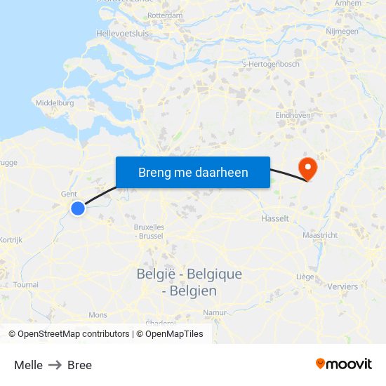 Melle to Bree map