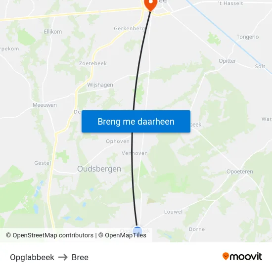 Opglabbeek to Bree map