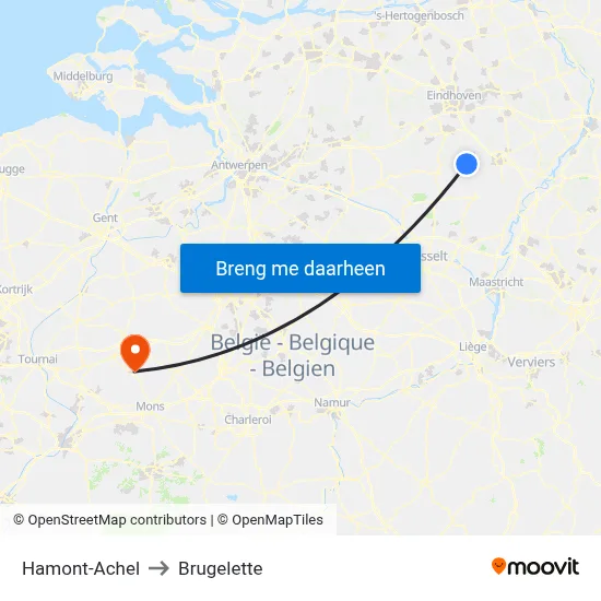 Hamont-Achel to Brugelette map