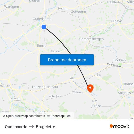 Oudenaarde to Brugelette map