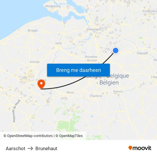 Aarschot to Brunehaut map