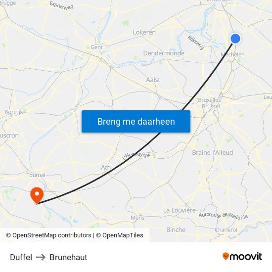 Duffel to Brunehaut map