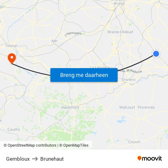 Gembloux to Brunehaut map