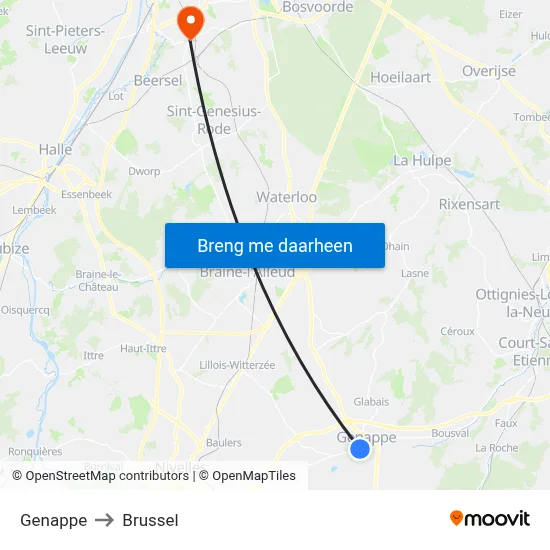 Genappe to Brussel map