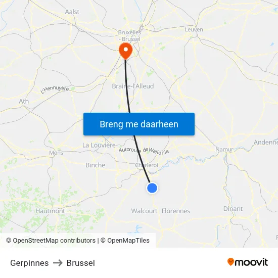 Gerpinnes to Brussel map