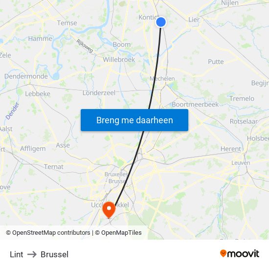 Lint to Brussel map