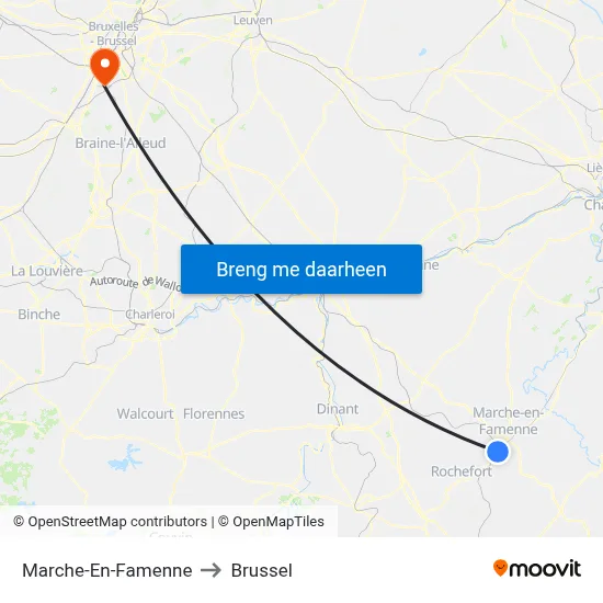 Marche-En-Famenne to Brussel map
