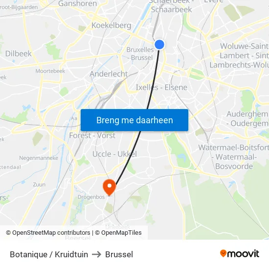 Botanique / Kruidtuin to Brussel map