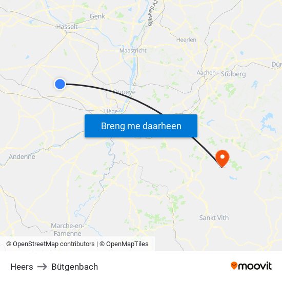 Heers to Bütgenbach map
