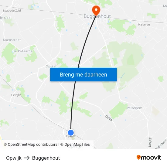 Opwijk to Buggenhout map