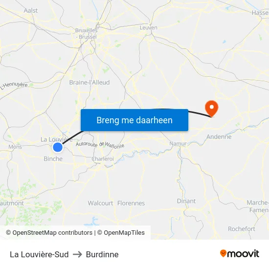 La Louvière-Sud to Burdinne map