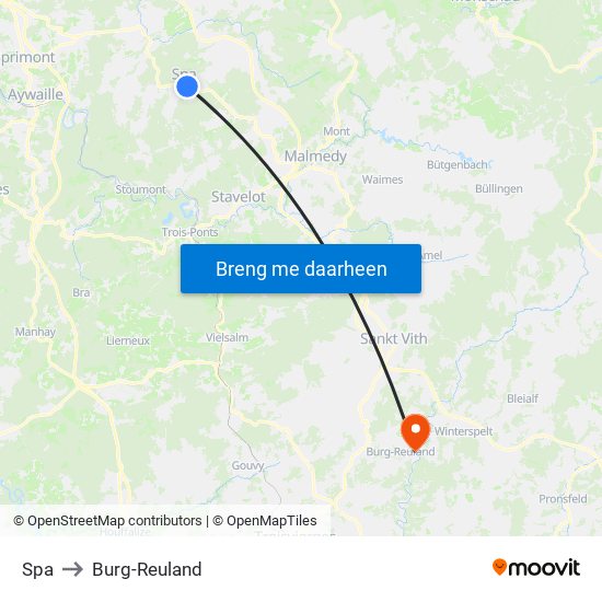 Spa to Burg-Reuland map